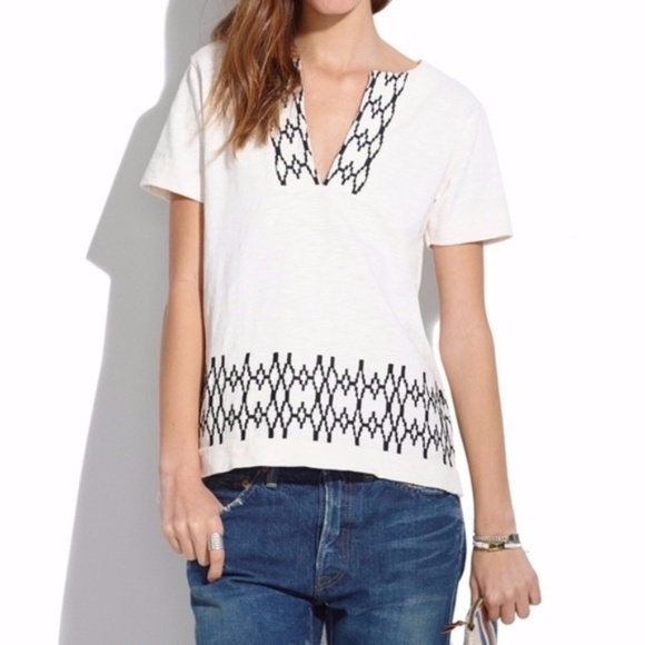 Madewell Boxstitch White Embroidered Top - Picture 1 of 5